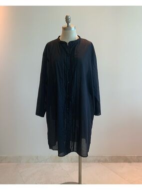 Women’s Eileen Fisher Black Lightweight Cotton Long Pleated Top sz 3x